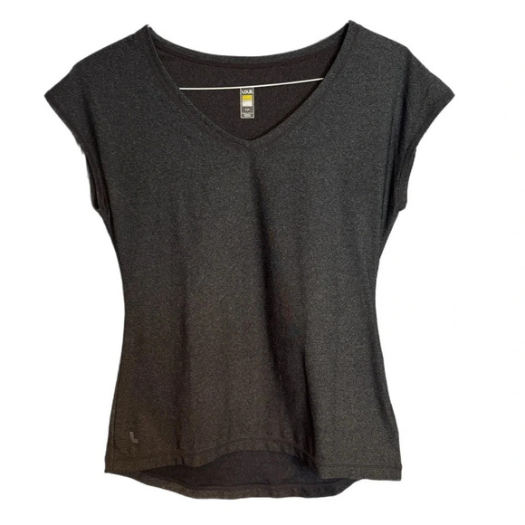 Lole Grey V Neck Workout Active Yoga Top T-Shirt Tee Short Sleeve Like New Sz S - Picture 1 of 15
